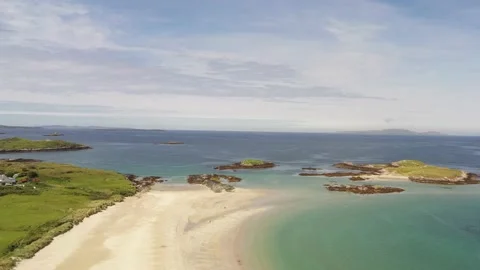 Nice Flight Over Glassilaun Beach, Connemara, Galway, Ireland Stock Footage 218390114