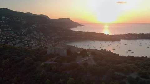 Nice in France aerial 4K shot. Port sunrise Stock Footage
