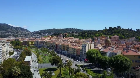 Nice, France, Aerial Drone View of the promenade, Cote d'Azur, Luxury resort Stock Footage 125364853