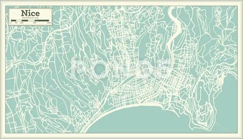 Nice France City Map in Retro Style. Outline Map. Stock Illustration