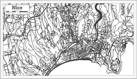 Nice France City Map in Retro Style. Outline Map. Stock Illustration