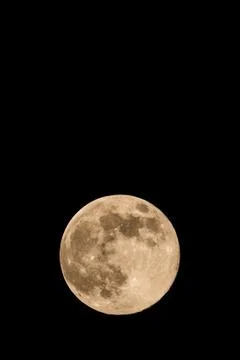 Nice full-moon with soft yellow color an visible craters Stock Photos