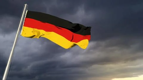 Nice Germany flag on massive dark clouds bg - abstract 3D rendering Stock Illustration
