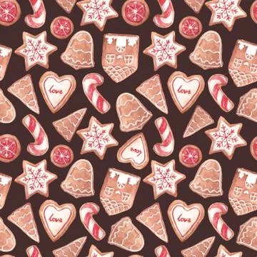 Nice ginger cookies vector pattern Stock Illustration