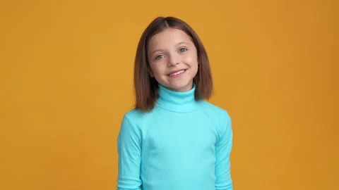 Nice glad schoolkid toothy smiling isolated bright shine color background Stock Footage 167258570