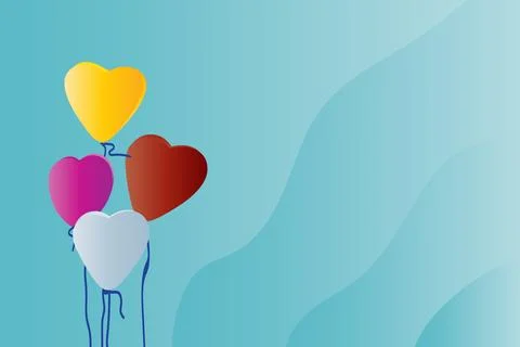 Nice gradient background wallpaper with colorful love or heart shaped balloons Stock Illustration