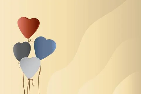 Nice gradient background wallpaper with colorful love or heart shaped balloons Stock Illustration