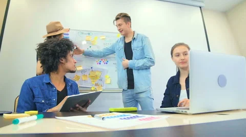 The nice guy explains with the partner sequence of actions Stock Footage 60786984