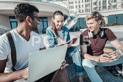 Nice happy woman taking notes Stock Photos