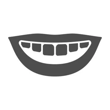 Nice healthy smile solid icon, International dentist day concept, White teeth Stock Illustration