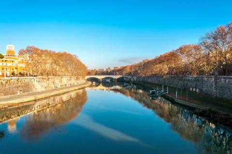 Nice high view on the river in Rome Foto stock