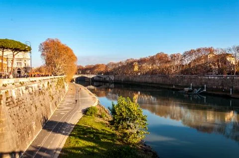 Nice high view on the river in Rome Stock Photos