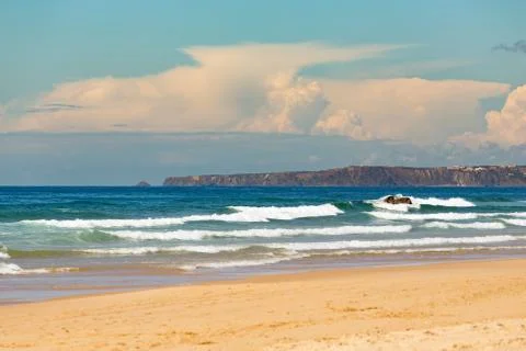Nice horizontal view on the ocean with cliffs Stock Photos