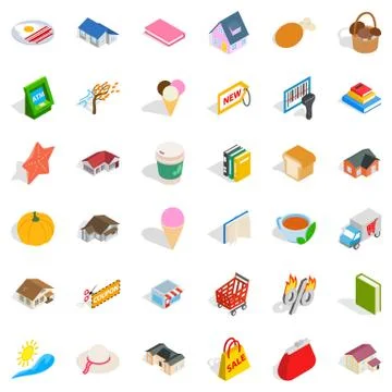 Nice icons set, isometric style Illustrazione stock