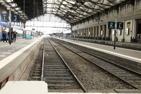 Nice Iron rail perspective for train in France Stock Photos