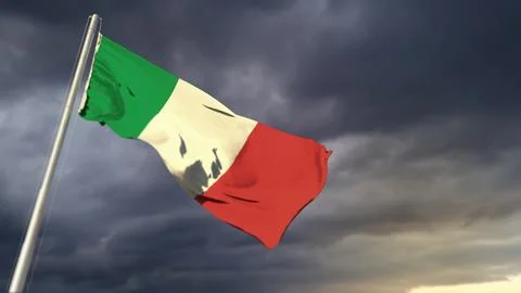 Nice Italy flag on massive dark clouds backdrop - abstract 3D rendering Stockillustratie
