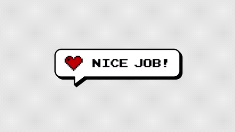 Nice Job 8-bit pixel art neubrutalism comment balloon. ProRes 4444. Stock Footage 316774504