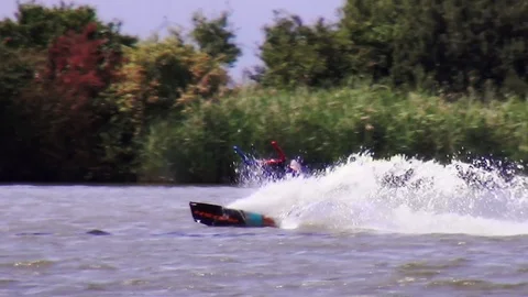 Nice jump with a kiteboard Video stock 118572840