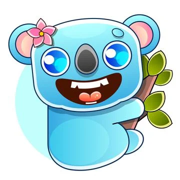 A nice koala is sitting on a tree. Vector illustration isolated on white Stock Illustration