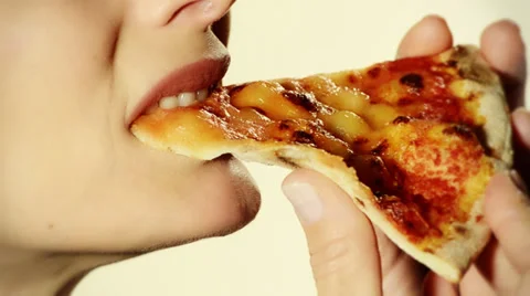 Nice lady eating a pizza 스톡 동영상 30226563