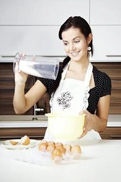 Nice lady make a cake Stock Photos