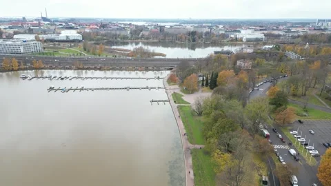 Nice lakes and green landscape of Helsinki, Finland Stock Footage 254965564