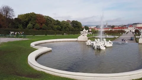 Nice landscape, architecture, palaces and waterfalls in Vienna, Austria Stock Footage 253676311