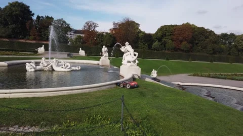 Nice landscape, architecture, palaces and waterfalls in Vienna, Austria Stock Footage 253676388