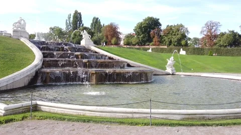 Nice landscape, architecture, palaces and waterfalls in Vienna, Austria Stock Footage 253676559