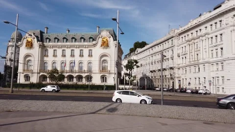 Nice landscape, architecture, palaces and waterfalls in Vienna, Austria Stock Footage 253676573