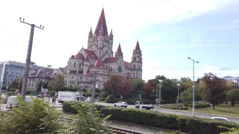 Nice landscape, architecture, palaces and waterfalls in Vienna, Austria Stock Footage 253676625