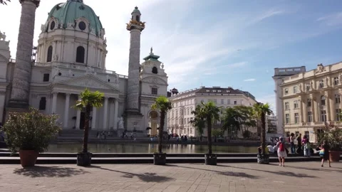 Nice landscape, architecture, palaces and waterfalls in Vienna, Austria Stock Footage 253676655