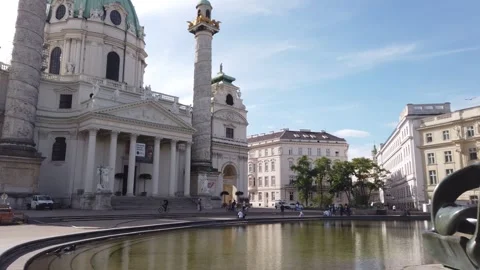 Nice landscape, architecture, palaces and waterfalls in Vienna, Austria Stock Footage 253676713