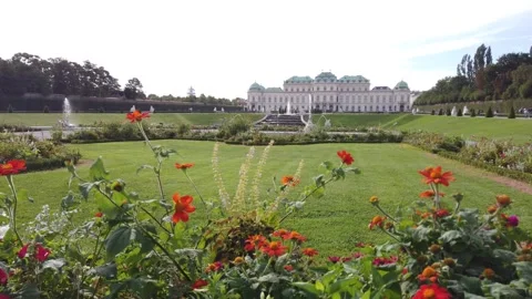 Nice landscape, architecture, palaces and waterfalls in Vienna, Austria Stock Footage 253677362