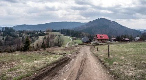 Nice landscape of Silesian Beskids mountains on polish - czech borders Stock Photos