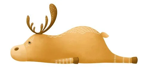 Nice lazy deer. Deer isolated on white background Stock Illustration