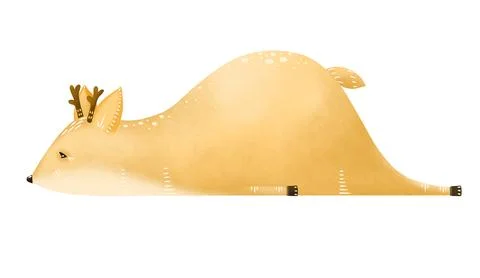Nice lazy deer. Deer isolated on white background Stock Illustration