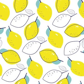 Nice lemon background. Vector hand drawn seamless pattern Stock Illustration