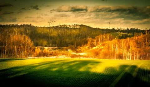 Nice light in autumn landscape Stock Photos