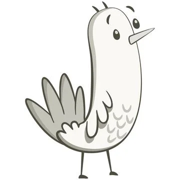 Nice little bird standing, black and white Ilustración de archivo