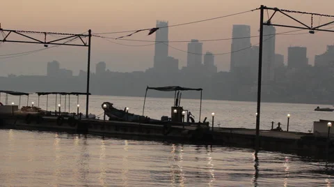 Nice little pier with skyline Stock Footage 69016846