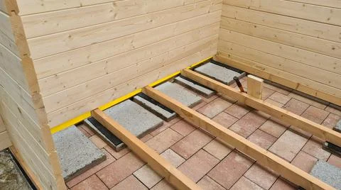 Nice log cabin under construction Stock Photos