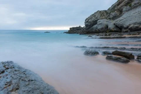 Nice long exposure to a beach in Spain Foto stock