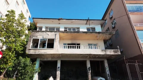 Nice low angle view of derelict building Stock Footage 311169912
