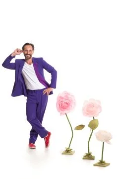 Nice man with flowers Stock Photos