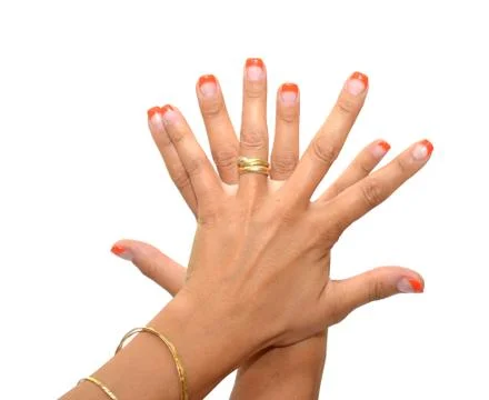 Nice manicured nails isolated on white Stock Photos