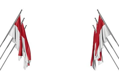 Nice many Monaco flags hangs on diagonal poles from left and right sides Stock Illustration