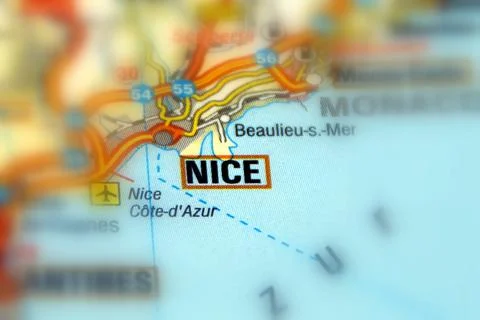 Nice on a map Stock Photos