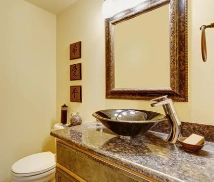 Nice master bathroom with marble sinks and counters. Stock Photos
