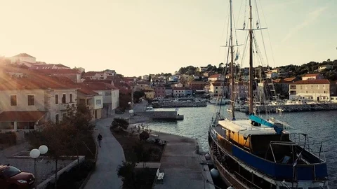 A nice mediterranean port at sunset Stock Footage 107997768